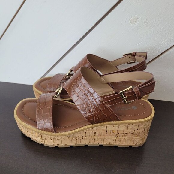 NEW Giani Bernini Harperr Memory Foam Platform  Cinnamon Croc  10 Sandals - Picture 3 of 9